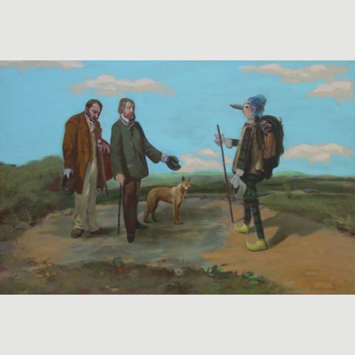 Bonjour Monsieur Squiggle, Ric Abel, 2001, Oil on canvas, 122 x 182cm
